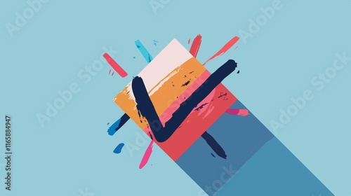 Vibrant Colorful Check Mark Flat Icon Vector Illustration photo