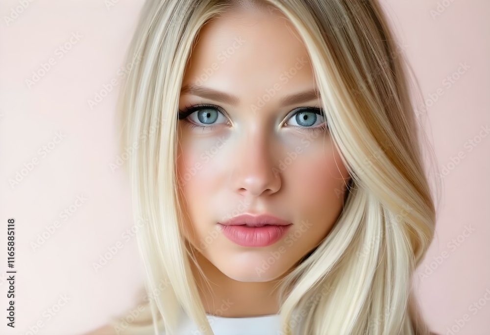Portrait of beautiful blonde woman with long straight hair over pastel background
Portrait of beautiful blonde woman with long straight hair over pastel background