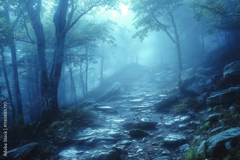 enchanted forest bathed in soft morning light with whispering trees shrouded in mist creating a mystical and serene atmosphere enchanted forest bathed in soft morning light with whispering trees shrouded in mist creating a mystical and serene atmosphere