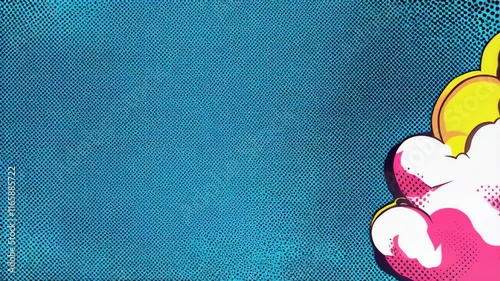 Comic clouds moving on a blue halftone background