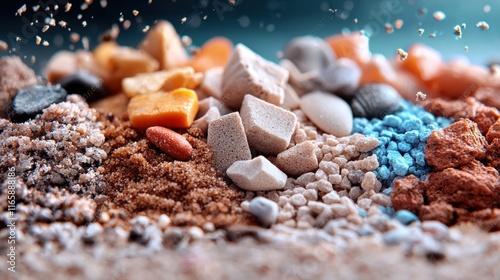 Exploring colorful sands and aggregates coastal area high-resolution photography natural environment close-up view