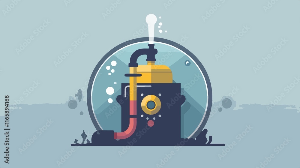 Fototapeta premium Diving Air Tank Flat Vector Illustration for Underwater Adventures