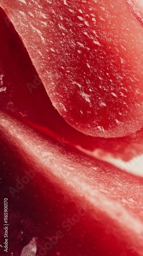 Close Up View of Slices of Red Fruit: A Vibrant and Juicy Texture Feast photo