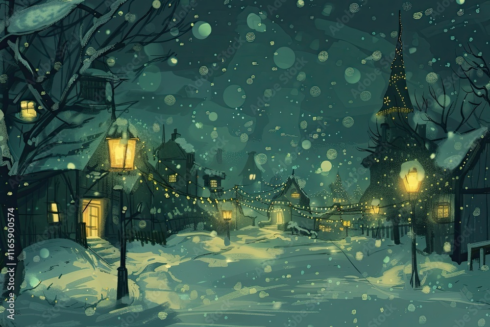 Obraz premium Elegant Christmas card with glowing ornaments and festive decorations