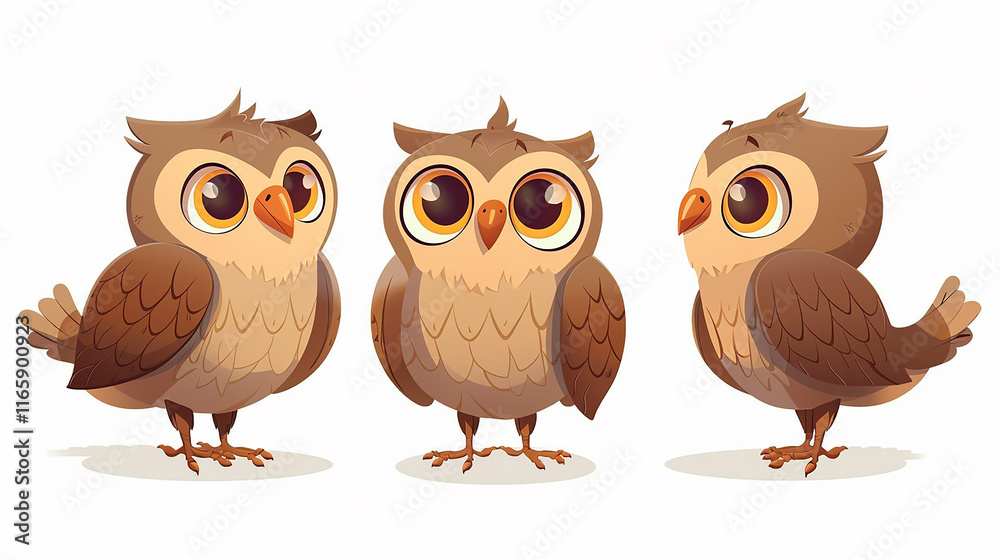 Fototapeta premium Adorable Cartoon Owls Illustration