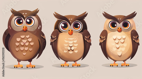  Adorable Cartoon Owls Illustration