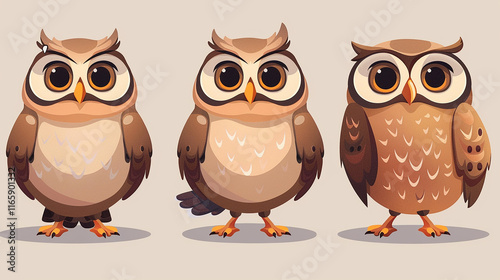  Adorable Cartoon Owls Illustration