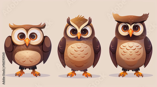 Adorable Cartoon Owls Illustration