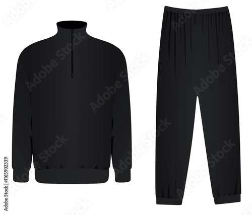 Black man zip top t shirt and bottom. vector illustration