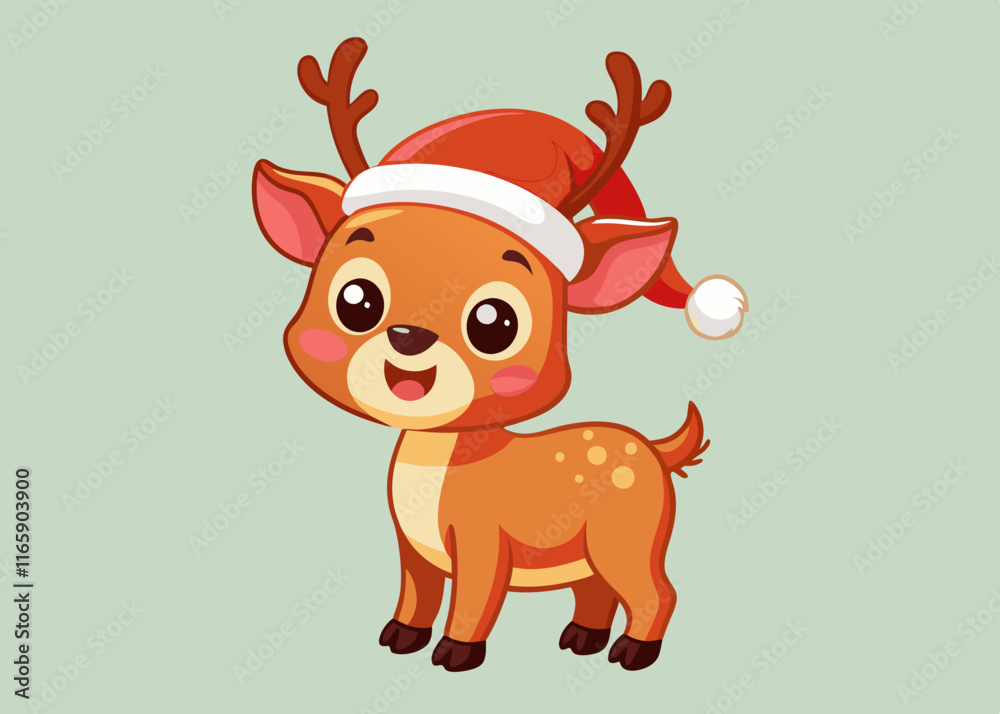 Reindeer with Santa Hat – A Funny Cartoon Christmas Illustration for Festive Cheer Reindeer with Santa Hat – A Funny Cartoon Christmas Illustration for Festive Cheer