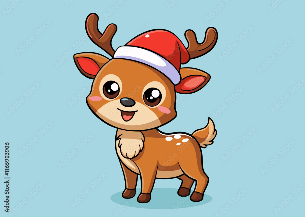 Reindeer with Santa Hat – A Funny Cartoon Christmas Illustration for Festive Cheer Reindeer with Santa Hat – A Funny Cartoon Christmas Illustration for Festive Cheer