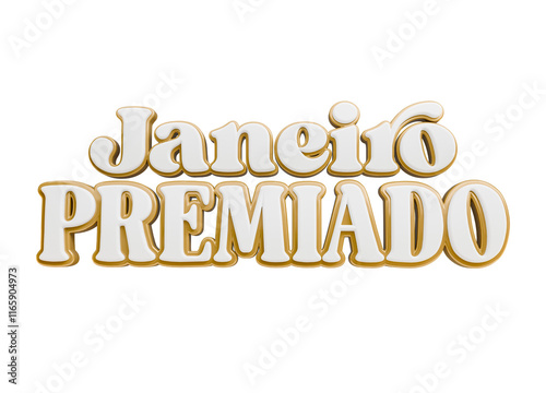 Janeiro Premiado selo 3d dourado photo