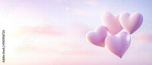 A serene image featuring soft, pastel-colored hearts floating against a dreamy background, evoking feelings of love and tranquility.