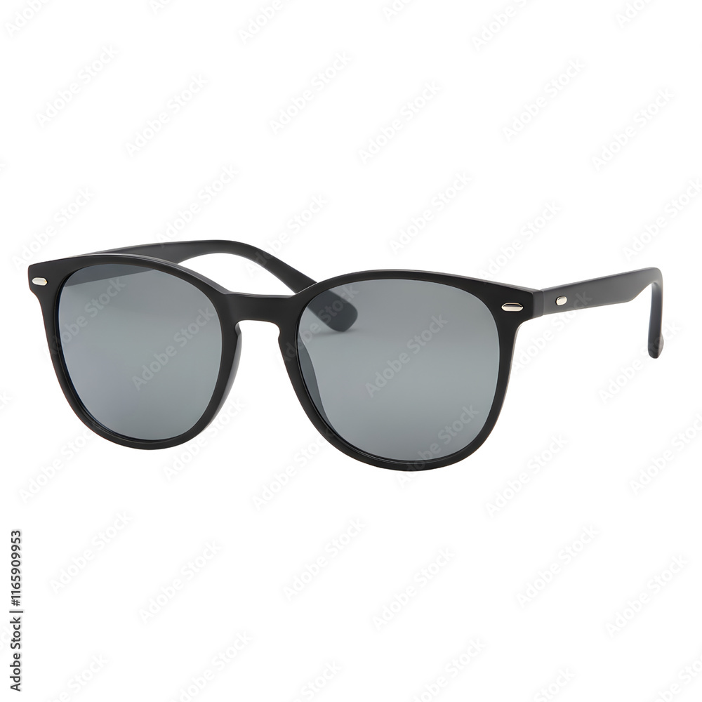A pair of classic black sunglasses with a reflective lens. png isolated background. transparent background. A pair of classic black sunglasses with a reflective lens. png isolated background. transparent background.