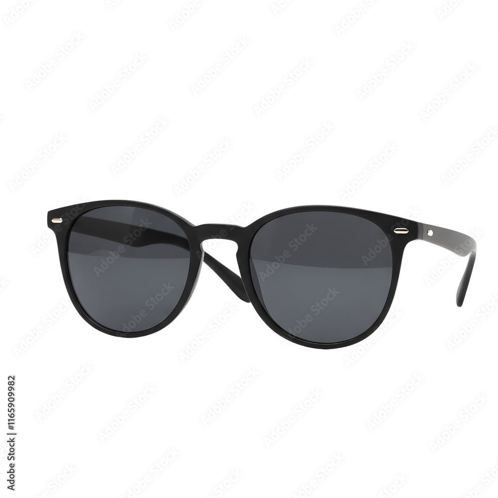 A pair of classic black sunglasses with a reflective lens. png isolated background. transparent background. A pair of classic black sunglasses with a reflective lens. png isolated background. transparent background.