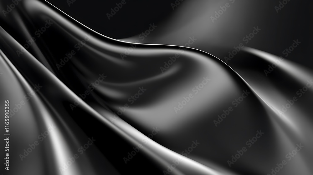 Fototapeta premium Abstract Draped Black Fabric Smooth Surface Texture
