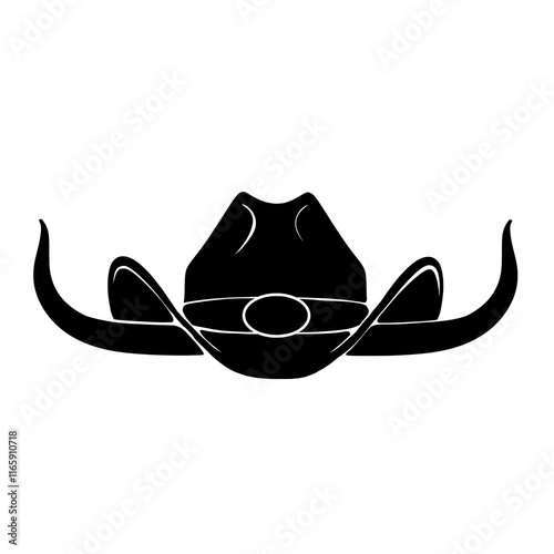 Cowboy Hat with Bull Horns Silhouette Vector