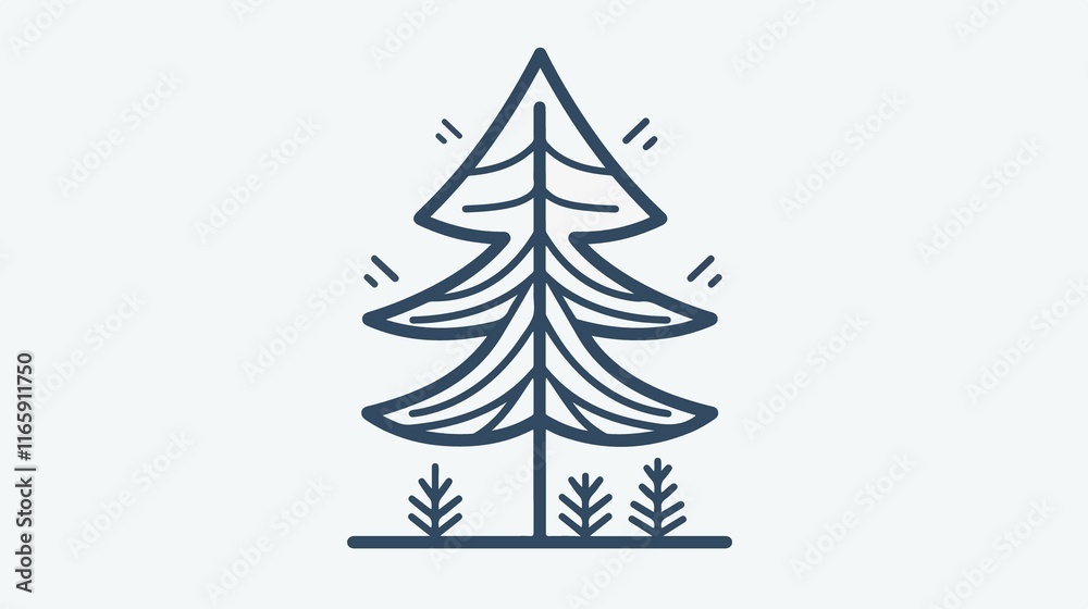 Fototapeta premium Modern Flat Style Pine Tree Vector Illustration
