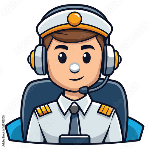 Pilot in Cockpit Wearing Headphones - Professional Expertise Variant
