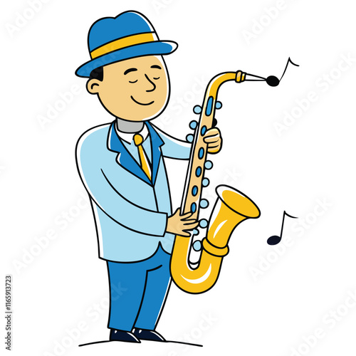 Saxophonist Playing Music - Musical Notes Around for Artistic Flair