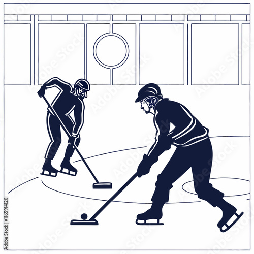 hockey player and puck