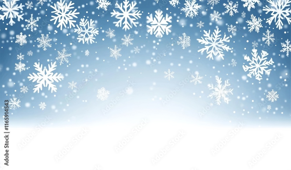 Snowflakes Falling on Blue Gradient Background for Winter Season Banner Snowflakes Falling on Blue Gradient Background for Winter Season Banner