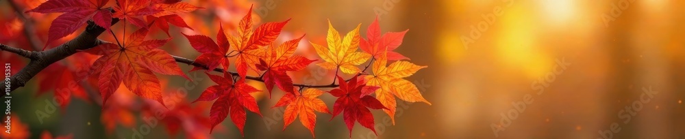 Vibrant red, orange, yellow maple leaves cluster on a branch , red, yellow, foliage Vibrant red, orange, yellow maple leaves cluster on a branch , red, yellow, foliage