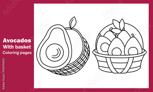 "Avocados in a Basket Coloring Pages – Fun and Relaxing Printable Designs for All Ages"