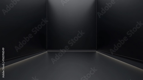 Minimalist Black Room Corner with Subtle Lighting