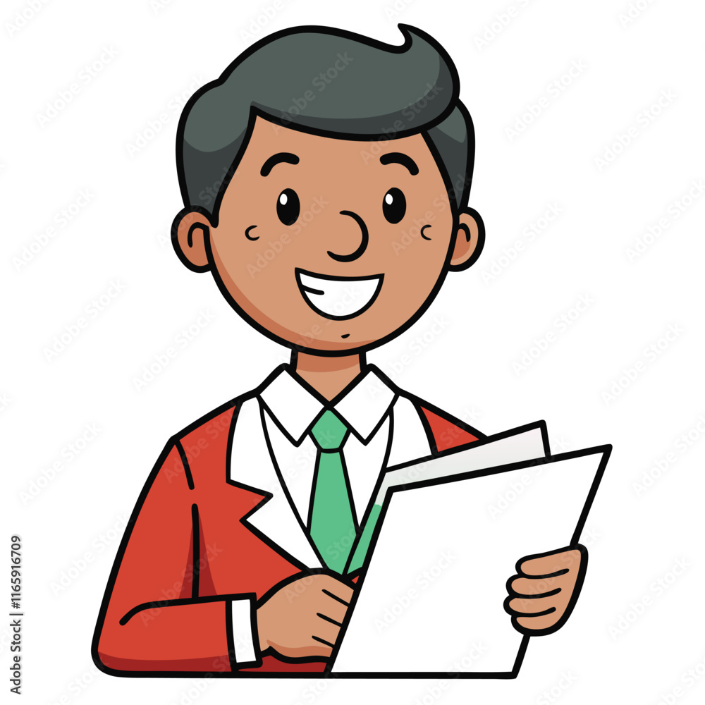 Teacher Reviewing Grades - Smiling Clean Design Variant Teacher Reviewing Grades - Smiling Clean Design Variant