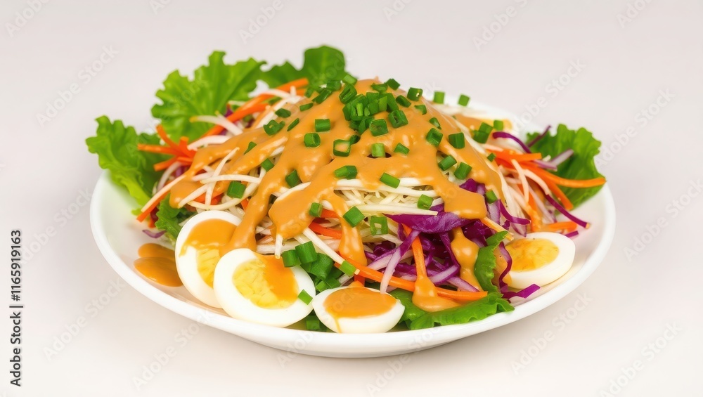 Delicious Vegetable Salad with Hard Boiled Eggs and Creamy Dressing Delicious Vegetable Salad with Hard Boiled Eggs and Creamy Dressing