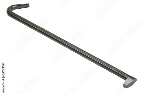 The metal pry bar is long and curved. isolated with transparent background photo