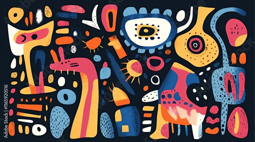 Abstract Colorful Shapes Artistic Composition