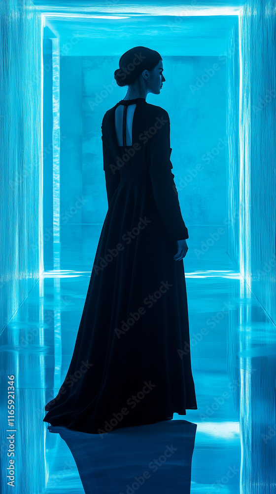 Female model dressed in futuristic clothing Female model dressed in futuristic clothing