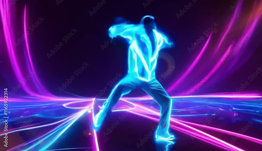 Futuristic man walking on glowing neon path, digital art, abstract, science fiction, technology, progress, innovation, future, metaverse, virtual reality, cyberspace. Futuristic man walking on glowing neon path, digital art, abstract, science fiction, technology, progress, innovation, future, metaverse, virtual reality, cyberspace.
