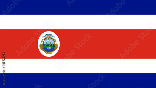 Flag of Costa Rica, 16:9 Format, Costa Rica Flag, Vector Images