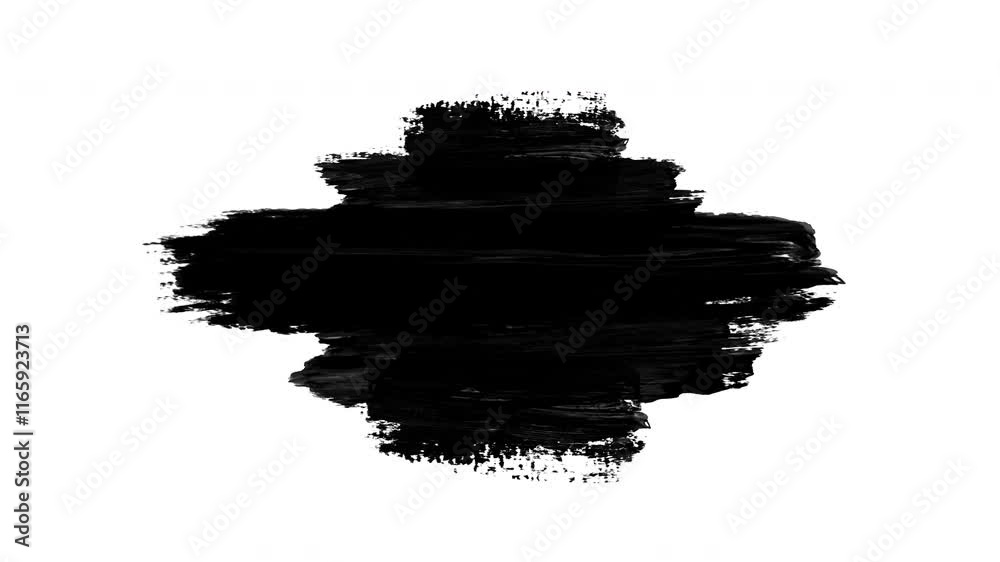 Paint brush strokes stock animation of black on a white background. Hand drawn brush stroke.suitable for Abstract background for presentations and ads. alpha channel only 4k.