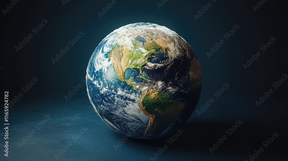 Detailed 3D rendering of planet Earth globe map set with global details Detailed 3D rendering of planet Earth globe map set with global details