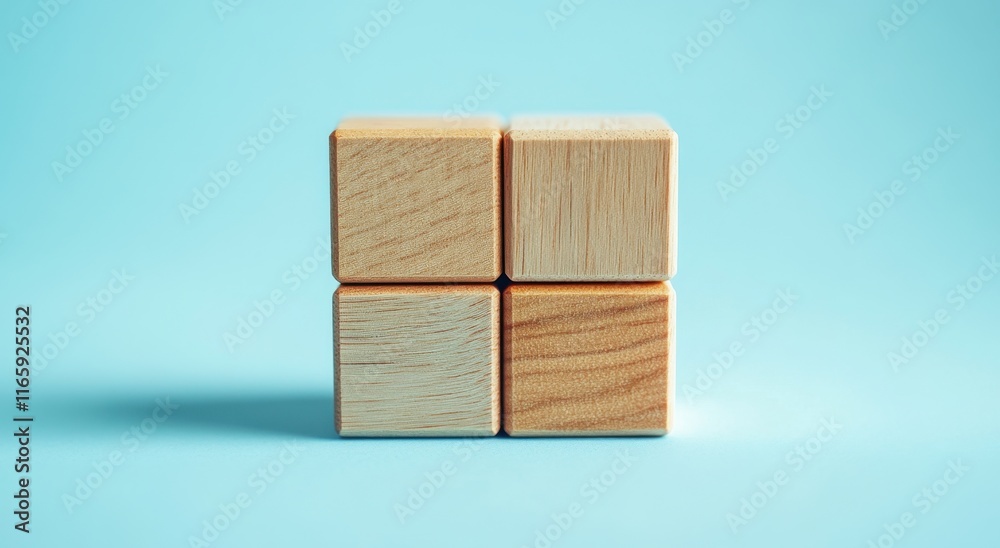 A minimalist arrangement of wooden cubes on a light blue background, showcasing simple geometric shapes and natural textures. A minimalist arrangement of wooden cubes on a light blue background, showcasing simple geometric shapes and natural textures.