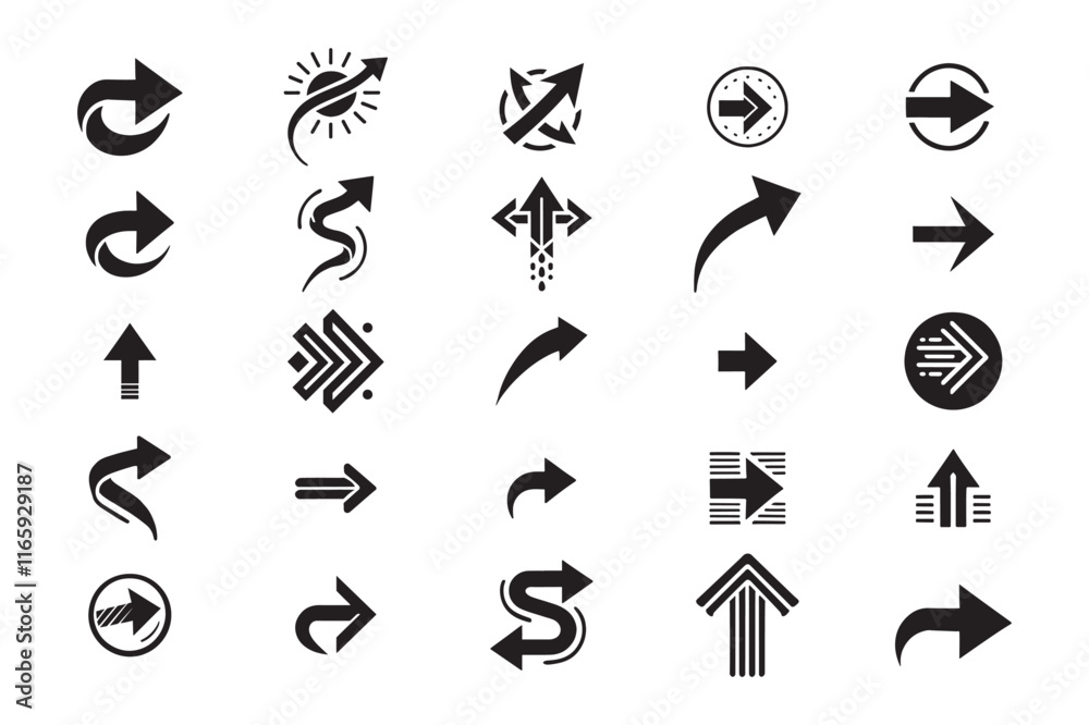 Silhouette set of Classic Arrow icon Design Vector Illustration Silhouette set of Classic Arrow icon Design Vector Illustration