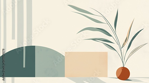 Abstract Minimalist Plant Pot Design with Geometric Shapes