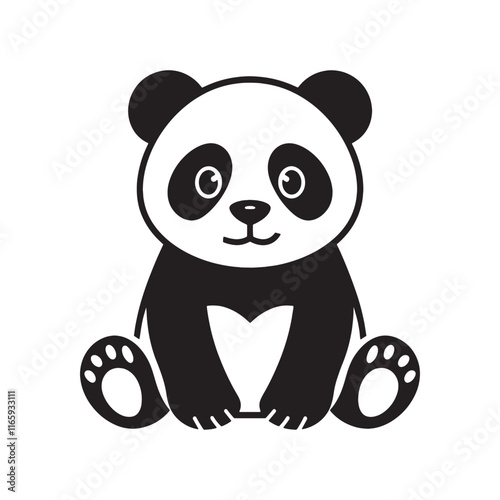 Panda Icon Silhouettes Vector photo