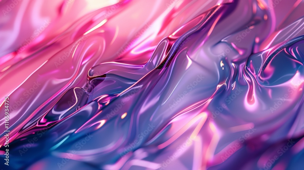 Obraz premium Smooth, flowing metallic liquid forms a mesmerizing abstract pattern, ideal for a vibrant and modern wallpaper