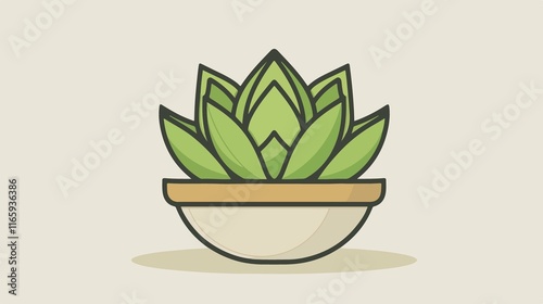 Haworthia Cooperi Succulent Potted Plant Line Art Icon