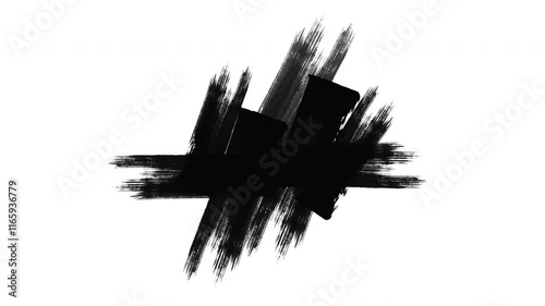 Paint brush strokes stock animation of black on a white background. Hand drawn brush stroke.suitable for Abstract background for presentations and ads. alpha channel only 4k.