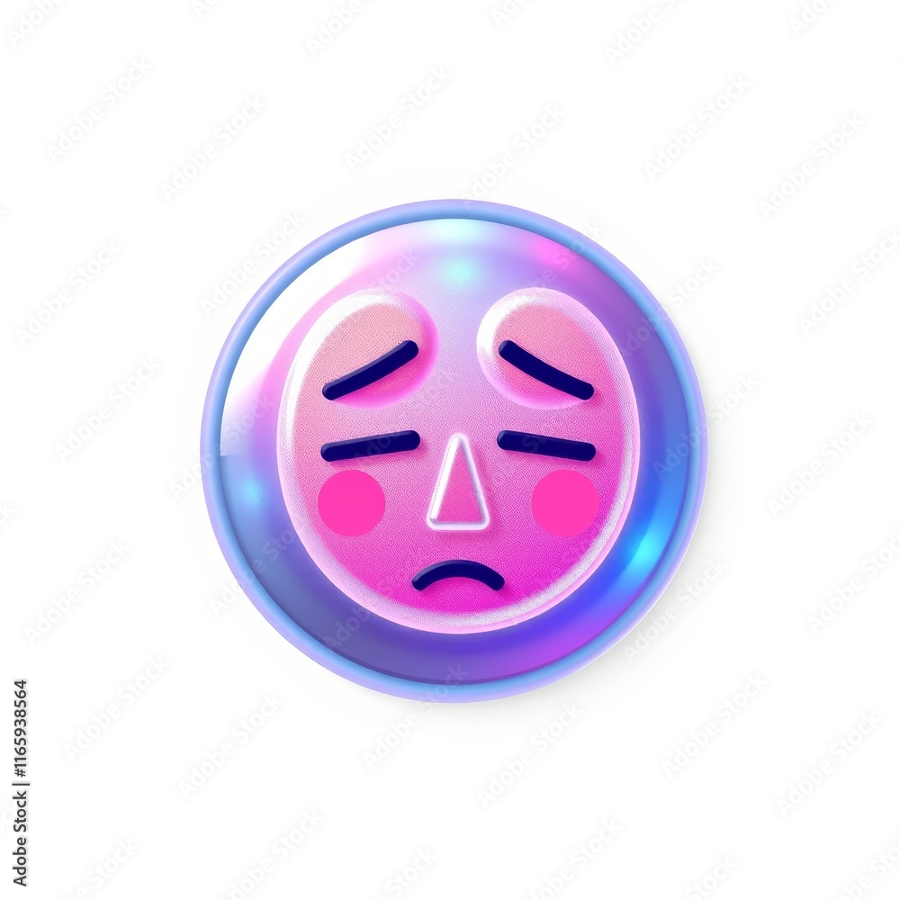 Sad face emoji with a glossy finish on a white background