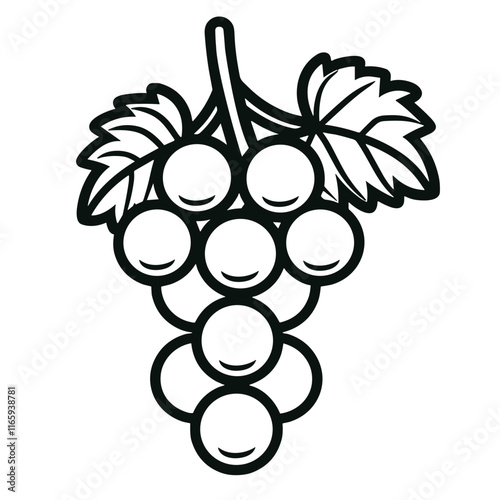 Grape bunch with leaves outline icon