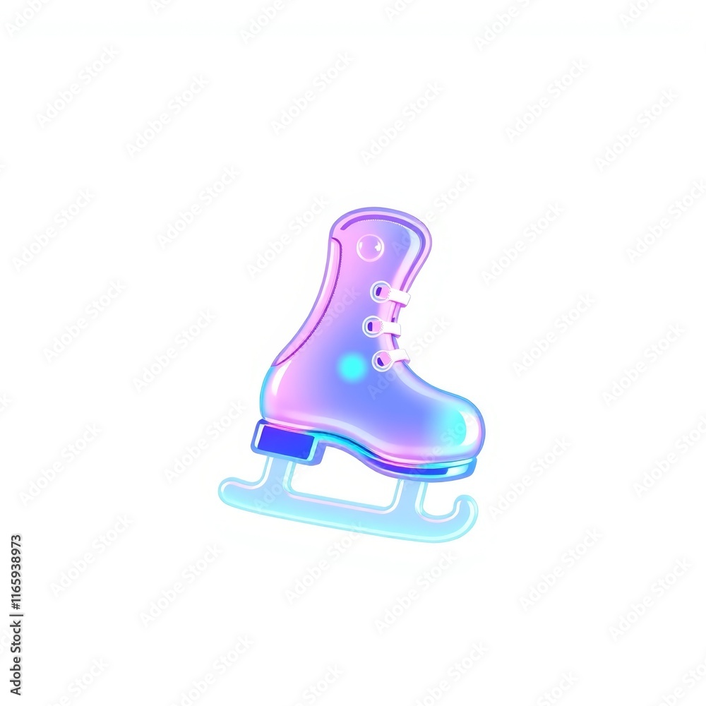Fototapeta premium Colorful ice skating boot design on white background