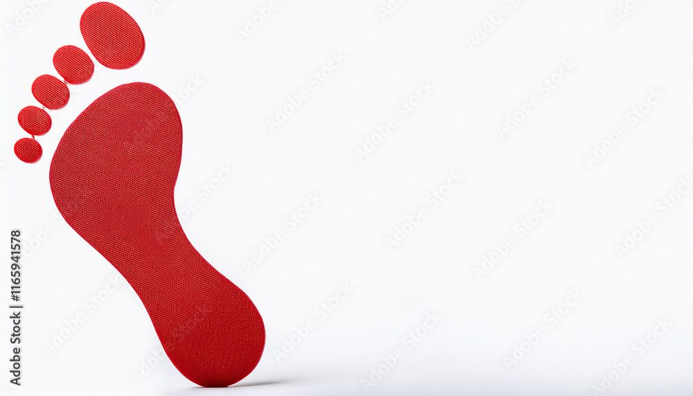 red footprint cut out isolated on white background copy space red footprint cut out isolated on white background copy space