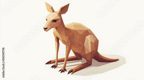 Low-poly illustration of a kangaroo sitting. photo